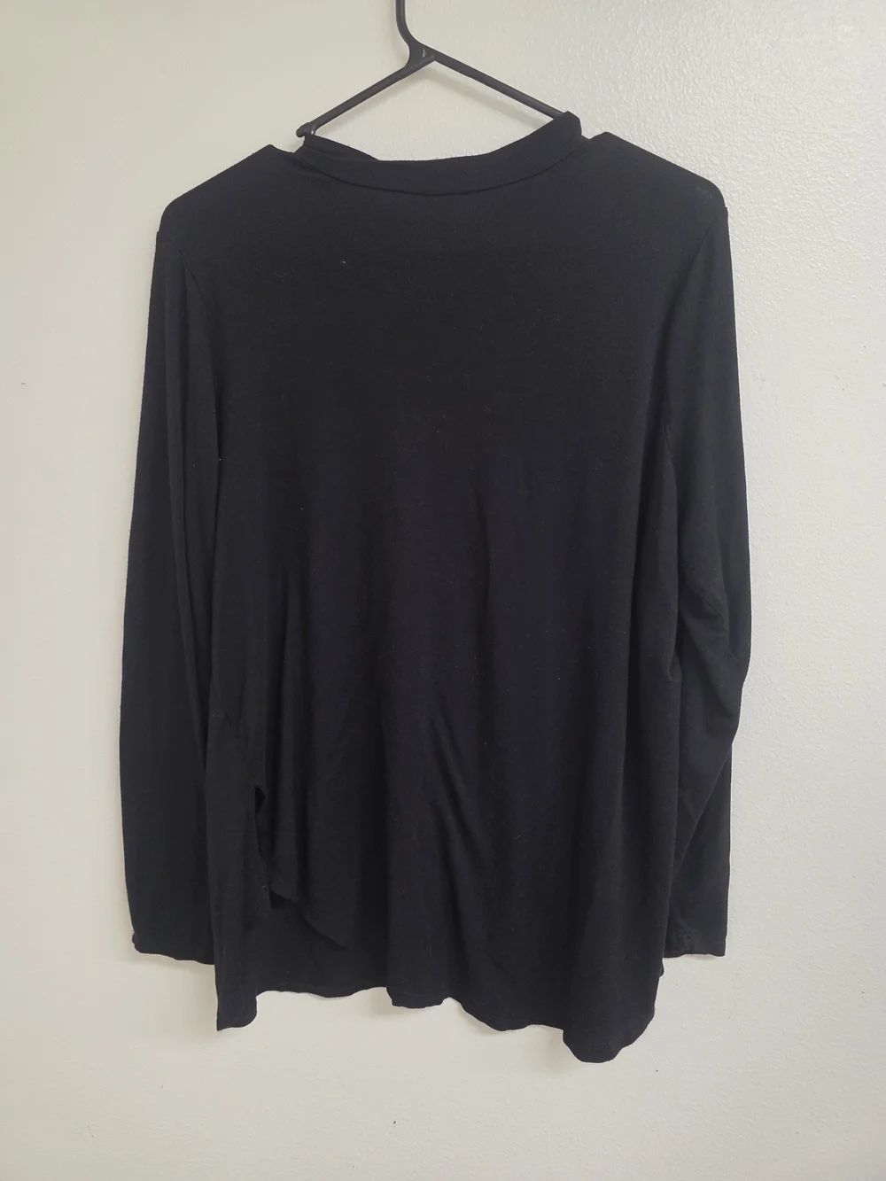 Belle Du Jour Black Long Sleeve Crew Neck Top - Minimalist Knit (0689)